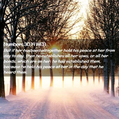 Picture 02 - Numbers 30:14 WEB - But if her husband altogether hold his peace at - Bible Verse Picture