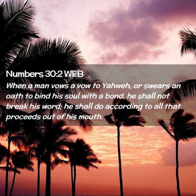Picture 02 - Numbers 30:2 WEB - When a man vows a vow to Yahweh, or swears an - Bible Verse Picture