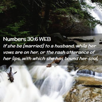 Picture 02 - Numbers 30:6 WEB - If she be [married] to a husband, while her vows - Bible Verse Picture