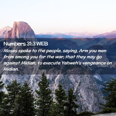 Picture 02 - Numbers 31:3 WEB - Moses spoke to the people, saying, Arm you men - Bible Verse Picture