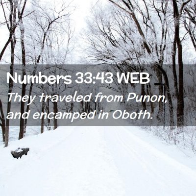 Picture 02 - Numbers 33:43 WEB - They traveled from Punon, and encamped in - Bible Verse Picture