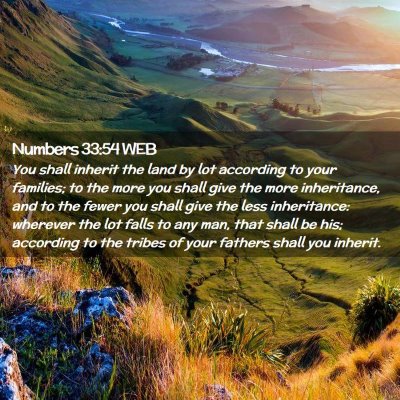 Picture 02 - Numbers 33:54 WEB - You shall inherit the land by lot according to - Bible Verse Picture