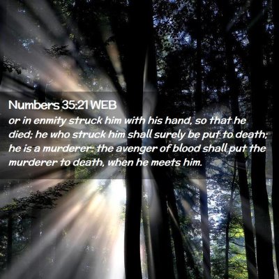Picture 02 - Numbers 35:21 WEB - or in enmity struck him with his hand, so that he - Bible Verse Picture
