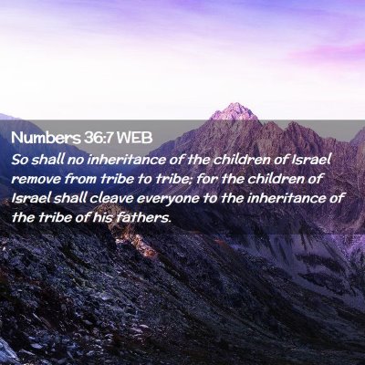 Picture 02 - Numbers 36:7 WEB - So shall no inheritance of the children of Israel - Bible Verse Picture
