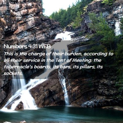 Picture 02 - Numbers 4:31 WEB - This is the charge of their burden, according to - Bible Verse Picture