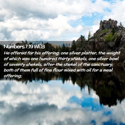 Picture 02 - Numbers 7:19 WEB - He offered for his offering: one silver platter, - Bible Verse Picture