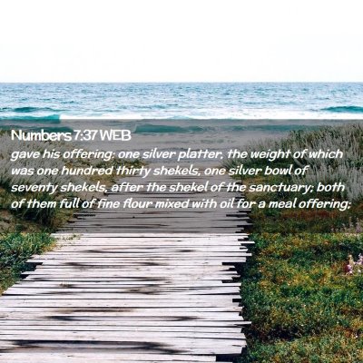 Picture 02 - Numbers 7:37 WEB - gave his offering: one silver platter, the weight - Bible Verse Picture