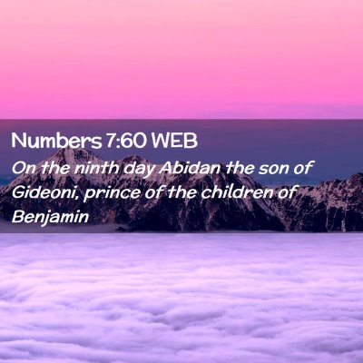 Picture 02 - Numbers 7:60 WEB - On the ninth day Abidan the son of Gideoni, - Bible Verse Picture