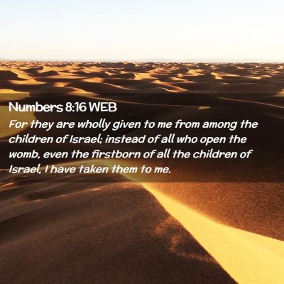 Picture 02 - Numbers 8:16 WEB - For they are wholly given to me from among the - Bible Verse Picture