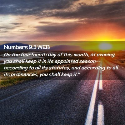 Picture 02 - Numbers 9:3 WEB - On the fourteenth day of this month, at evening, - Bible Verse Picture