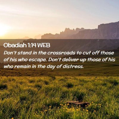 Picture 02 - Obadiah 1:14 WEB - Don't stand in the crossroads to cut off those of - Bible Verse Picture