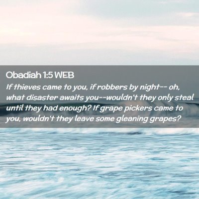 Picture 02 - Obadiah 1:5 WEB - If thieves came to you, if robbers by night-- oh, - Bible Verse Picture