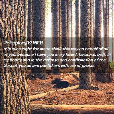 Picture 02 - Philippians 1:7 WEB - It is even right for me to think this way on - Bible Verse Picture