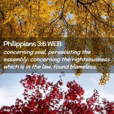 Picture 02 - Philippians 3:6 WEB - concerning zeal, persecuting the assembly; - Bible Verse Picture