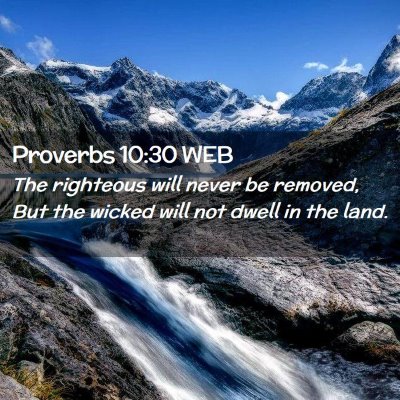 Picture 02 - Proverbs 10:30 WEB - The righteous will never be removed, But the - Bible Verse Picture