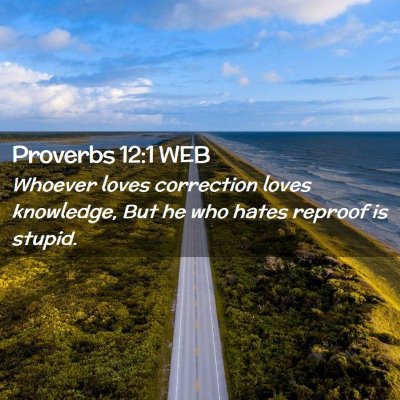 Picture 02 - Proverbs 12:1 WEB - Whoever loves correction loves knowledge, But he - Bible Verse Picture