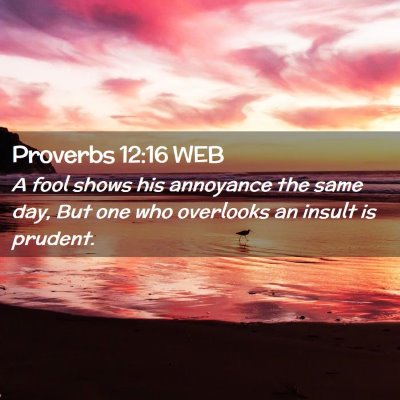 Picture 02 - Proverbs 12:16 WEB - A fool shows his annoyance the same day, But one - Bible Verse Picture
