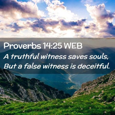 Picture 02 - Proverbs 14:25 WEB - A truthful witness saves souls, But a false - Bible Verse Picture