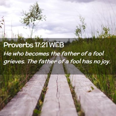 Picture 02 - Proverbs 17:21 WEB - He who becomes the father of a fool grieves. The - Bible Verse Picture