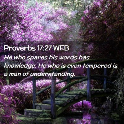 Picture 02 - Proverbs 17:27 WEB - He who spares his words has knowledge. He who is - Bible Verse Picture