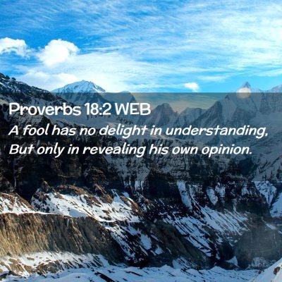 Picture 02 - Proverbs 18:2 WEB - A fool has no delight in understanding, But only - Bible Verse Picture