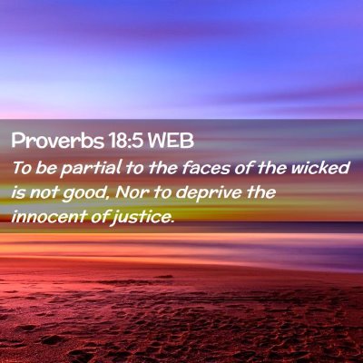 Picture 02 - Proverbs 18:5 WEB - To be partial to the faces of the wicked is not - Bible Verse Picture