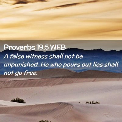 Picture 02 - Proverbs 19:5 WEB - A false witness shall not be unpunished. He who - Bible Verse Picture