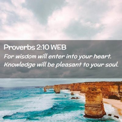 Picture 02 - Proverbs 2:10 WEB - For wisdom will enter into your heart. Knowledge - Bible Verse Picture