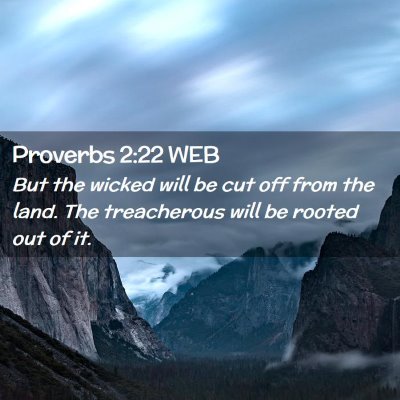 Picture 02 - Proverbs 2:22 WEB - But the wicked will be cut off from the land. The - Bible Verse Picture