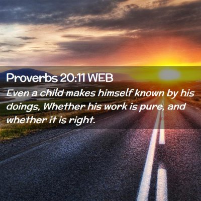 Picture 02 - Proverbs 20:11 WEB - Even a child makes himself known by his doings, - Bible Verse Picture