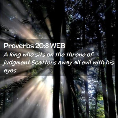 Picture 02 - Proverbs 20:8 WEB - A king who sits on the throne of judgment - Bible Verse Picture