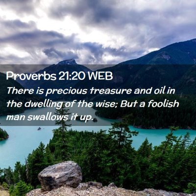 Picture 02 - Proverbs 21:20 WEB - There is precious treasure and oil in the - Bible Verse Picture