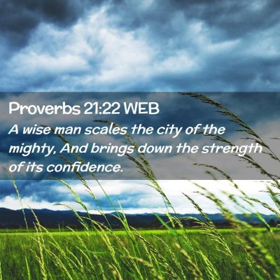 Picture 02 - Proverbs 21:22 WEB - A wise man scales the city of the mighty, And - Bible Verse Picture