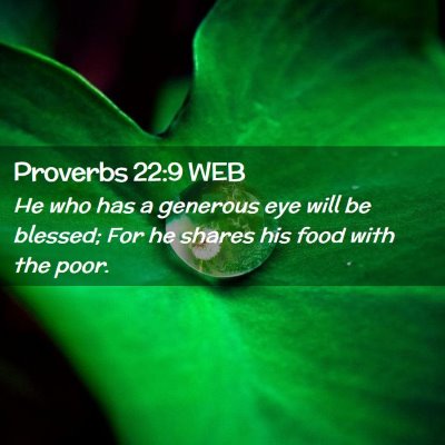 Picture 02 - Proverbs 22:9 WEB - He who has a generous eye will be blessed; For he - Bible Verse Picture