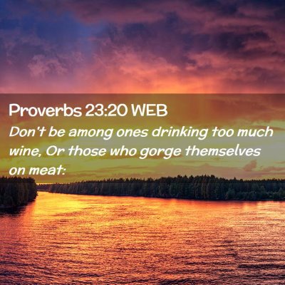 Picture 02 - Proverbs 23:20 WEB - Don't be among ones drinking too much wine, Or - Bible Verse Picture