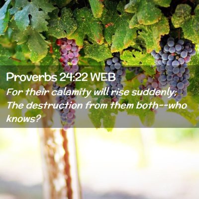 Picture 02 - Proverbs 24:22 WEB - For their calamity will rise suddenly; The - Bible Verse Picture
