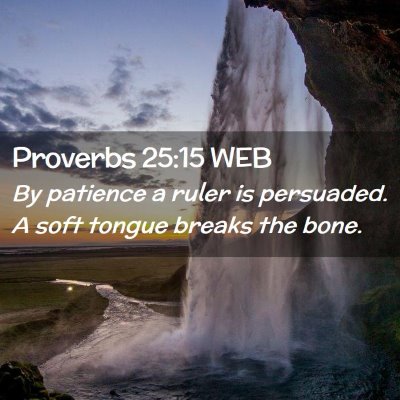 Picture 02 - Proverbs 25:15 WEB - By patience a ruler is persuaded. A soft tongue - Bible Verse Picture