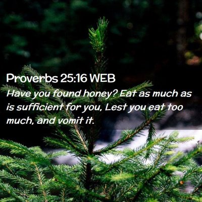 Picture 02 - Proverbs 25:16 WEB - Have you found honey? Eat as much as is - Bible Verse Picture