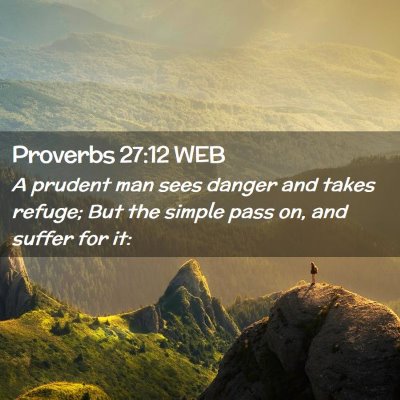 Picture 02 - Proverbs 27:12 WEB - A prudent man sees danger and takes refuge; But - Bible Verse Picture