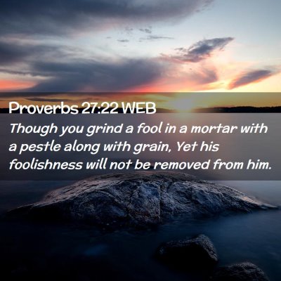 Picture 02 - Proverbs 27:22 WEB - Though you grind a fool in a mortar with a pestle - Bible Verse Picture