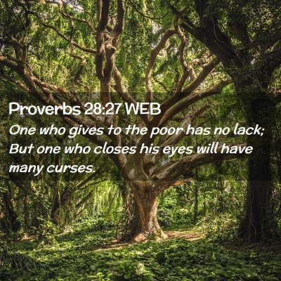 Picture 02 - Proverbs 28:27 WEB - One who gives to the poor has no lack; But one - Bible Verse Picture