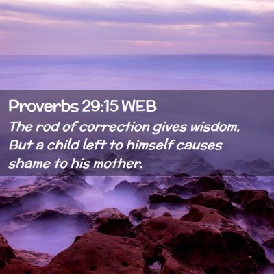 Picture 02 - Proverbs 29:15 WEB - The rod of correction gives wisdom, But a child - Bible Verse Picture
