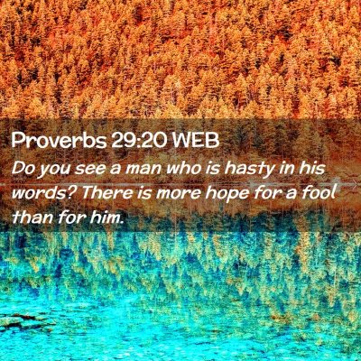 Picture 02 - Proverbs 29:20 WEB - Do you see a man who is hasty in his words? There - Bible Verse Picture