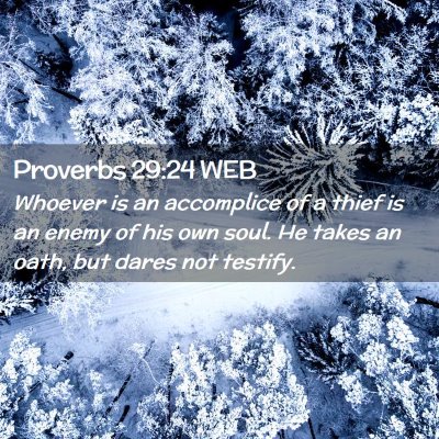 Picture 02 - Proverbs 29:24 WEB - Whoever is an accomplice of a thief is an enemy - Bible Verse Picture
