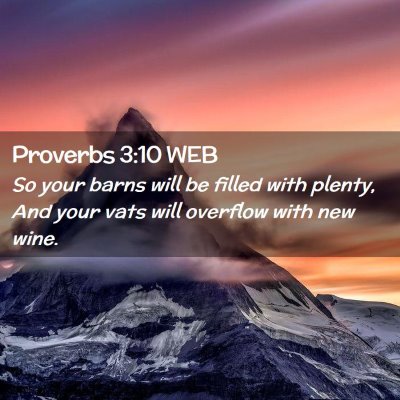 Picture 02 - Proverbs 3:10 WEB - So your barns will be filled with plenty, And - Bible Verse Picture