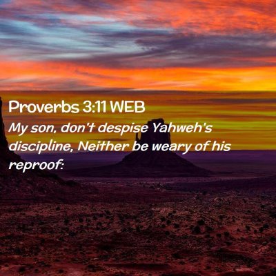 Picture 02 - Proverbs 3:11 WEB - My son, don't despise Yahweh's discipline, - Bible Verse Picture