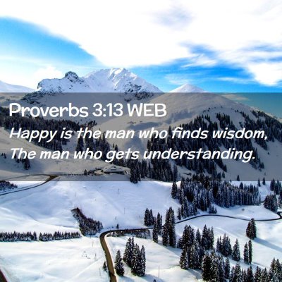 Picture 02 - Proverbs 3:13 WEB - Happy is the man who finds wisdom, The man who - Bible Verse Picture