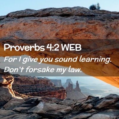 Picture 02 - Proverbs 4:2 WEB - For I give you sound learning. Don't forsake my - Bible Verse Picture