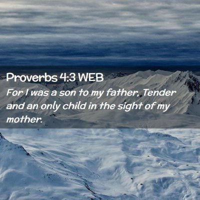 Picture 02 - Proverbs 4:3 WEB - For I was a son to my father, Tender and an only - Bible Verse Picture