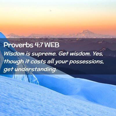 Picture 02 - Proverbs 4:7 WEB - Wisdom is supreme. Get wisdom. Yes, though it - Bible Verse Picture